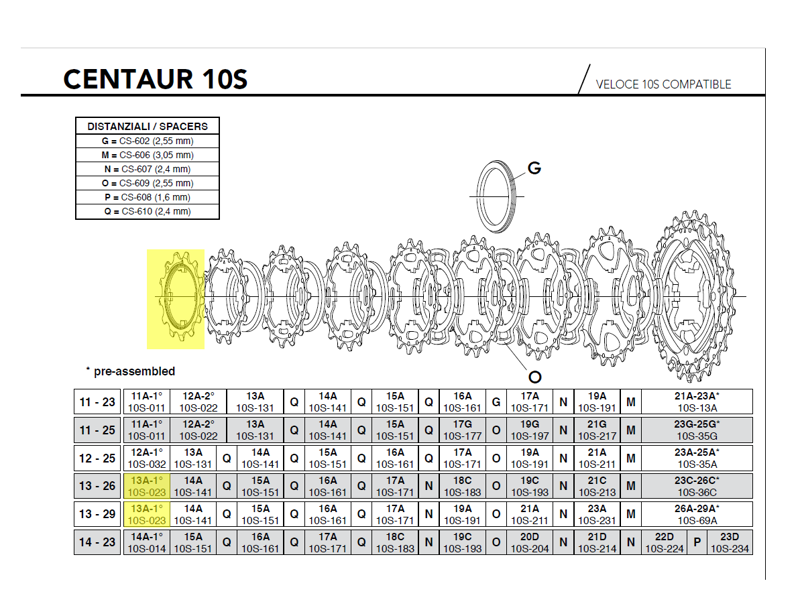 Campagnolo Z 13A first position sprocket