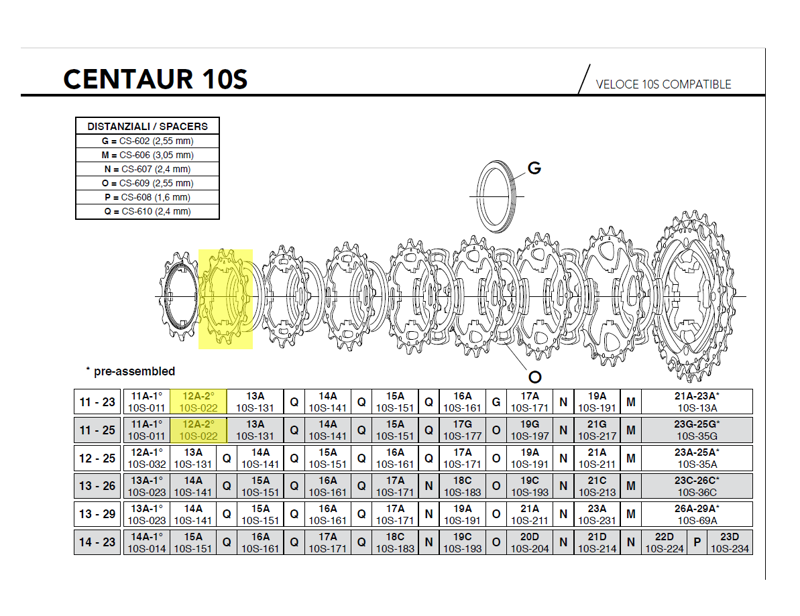 Campagnolo Z 12A second position sprocket (after Z. 11)