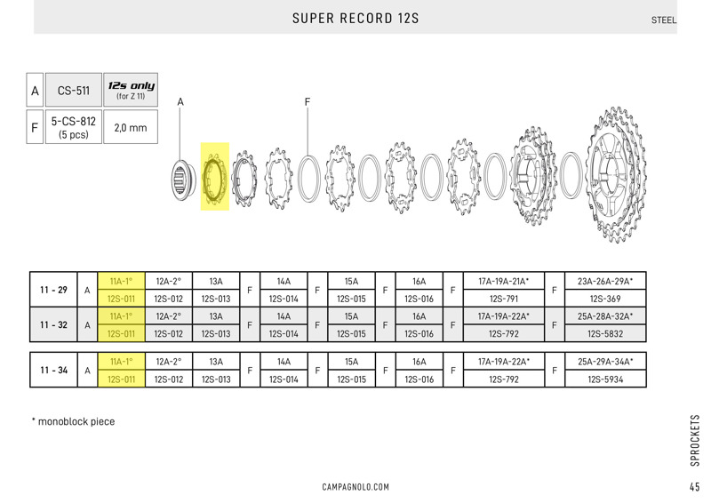 Campagnolo Z 11A first position sprocket