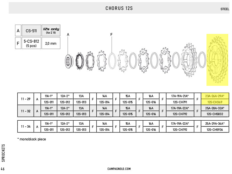 Campagnolo Triple sprocket: 23A-26A-29A