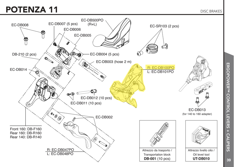 Campagnolo right-hand  EP POTENZA 11 DISC (without lever 1 and master c