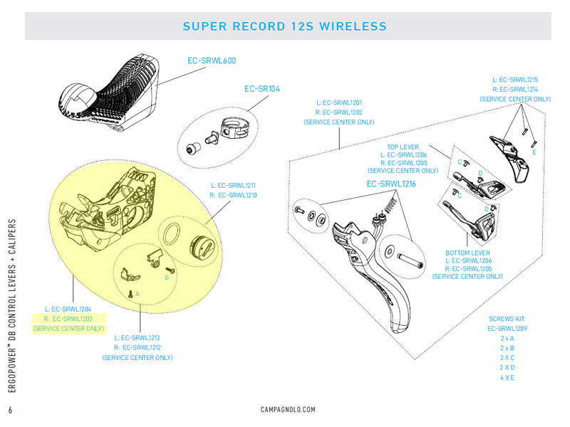 Campagnolo right-hand EP SR WL 12s w/o levers and master cil. (Service