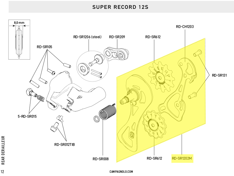 Campagnolo complete 12s SR medium derailleur cage