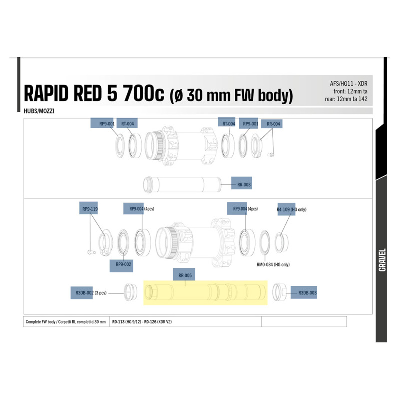 Overig RR005 - rear hub axle HG / XDR - Rapid Red 5 / Wind