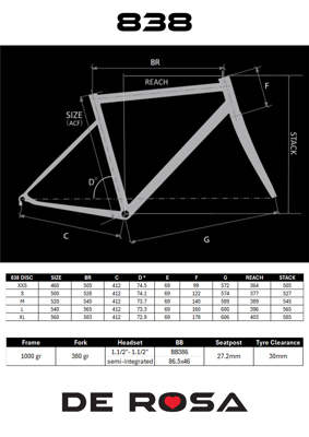 De Rosa R838 DISK - ROSSONERO - frameset (L)