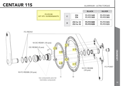 Campagnolo FC-PO100 - crankset screws and bolts