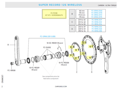 Campagnolo FC-PO100 - crankset screws and bolts