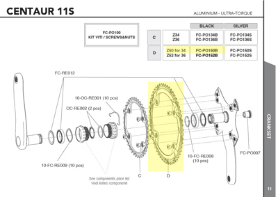 Campagnolo FC-PO150B - PO11 BLK 50 X 34 chainring - 11s