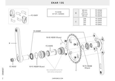 Campagnolo 175 mm - EKAR CARBON 13s crankset