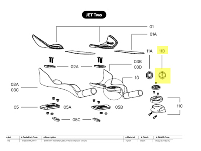 Deda Elementi Bryton Insert for Jet & Vinci Computer Mount (1 screw)