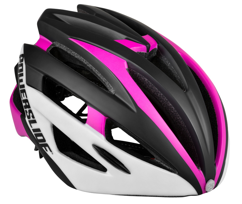 Powerslide Race Attack bicycle/skate helmet pink/white with LED light