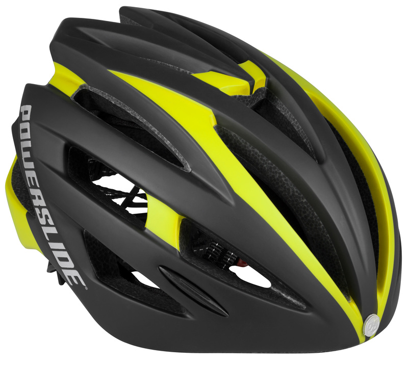 Powerslide Race Attack helmet black/yellow met LED licht