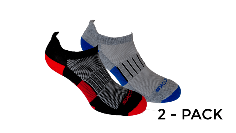 Brooks Unisex Ghost Midweight 2-pack socks [black/red-Heather grey/marathon]