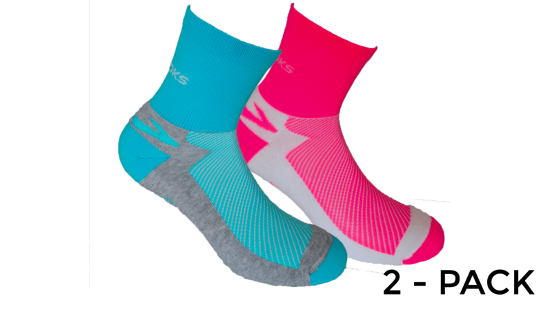 Brooks Unisex Glycerin Midweight 2-pack socks [brite pink/white turquoise/Oxford]