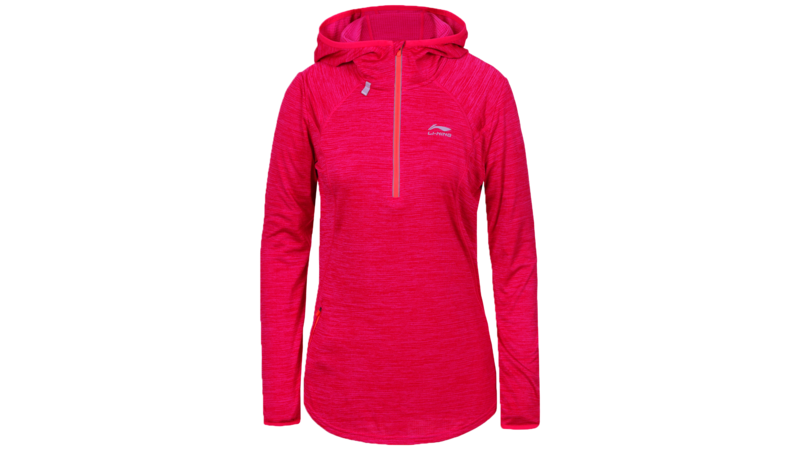 Li-Ning Women's winter running shirt long sleeve 1/2 zip - HEGE [coral pink]
