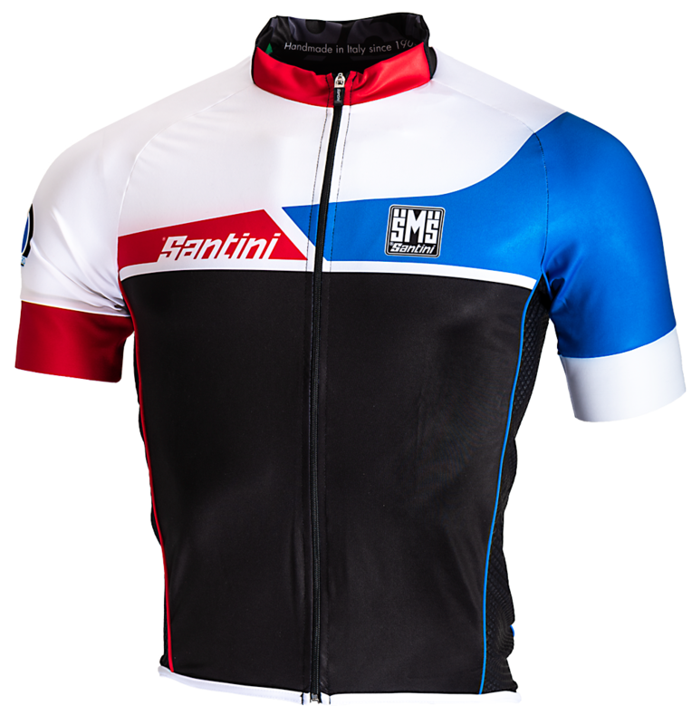Santini Cyclejersey Union White-Black-Red-Blue