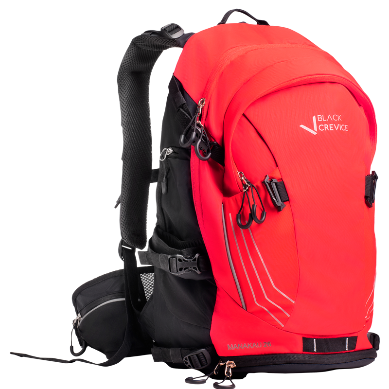 Black Crevise Premium-Wanderrucksack blau rot