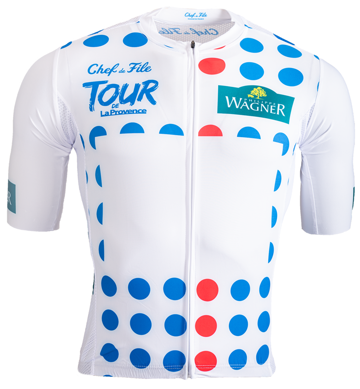  Fahrradshirt Tour de la Provence blaue/rote Punkte