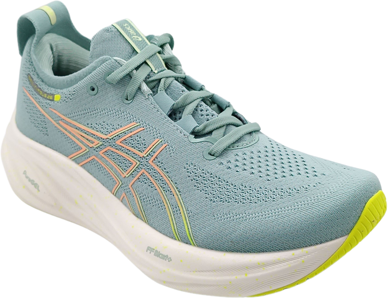 Asics Nimbus 26 light celadon / safety yellow