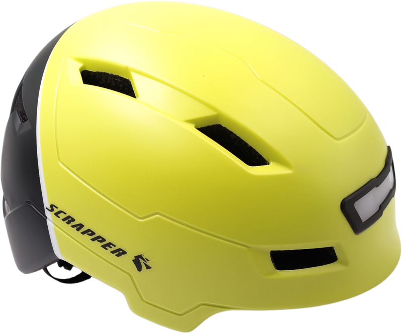 Scrapper Casque de vélo jaune avec lumière LED