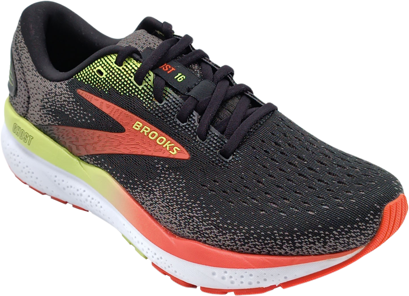 Brooks Ghost 16 black/mandarin red/green