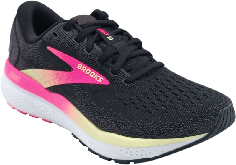 Brooks Ghost 16 NARROW black/pink/yellow