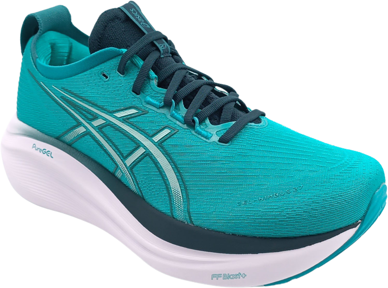 Asics Nimbus 27 wave teal/saxon green