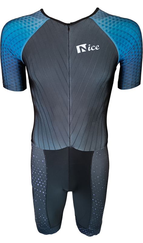 Nice combinaison de roller blue/black + purple dots short-sleeve