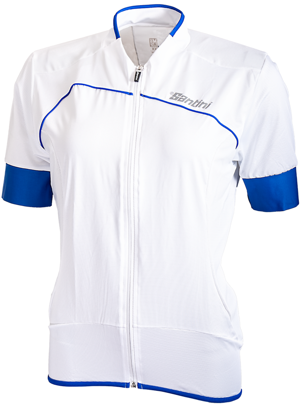 Santini Cycleshirt Short Sleeve Fashion Anatomic Cut White/Blue