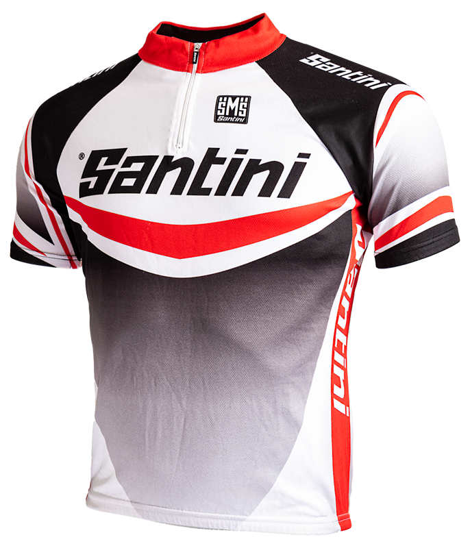 Santini Cycleshirt maglia lampo black/white/red bestellen bij Skate ...