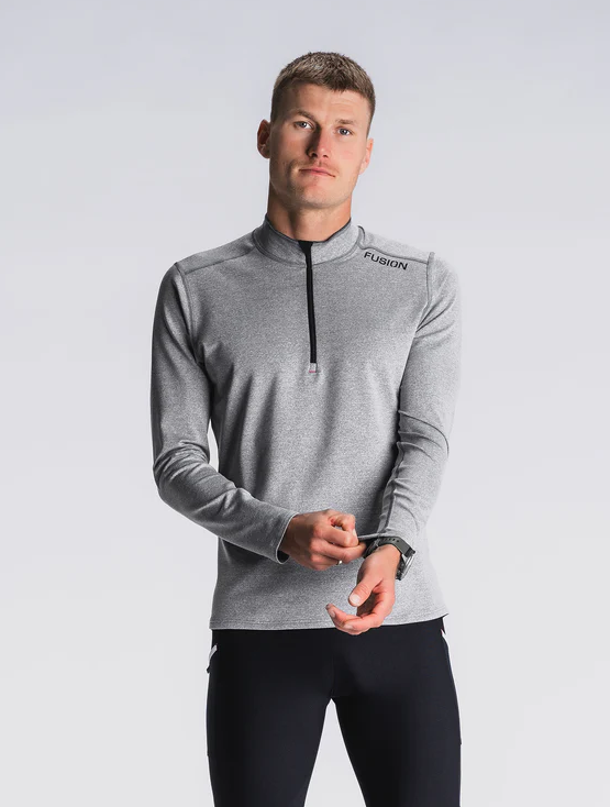 Fusion mens C3 zip neck grey