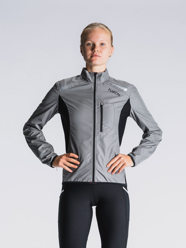 Fusion womens S1 run jacket grey