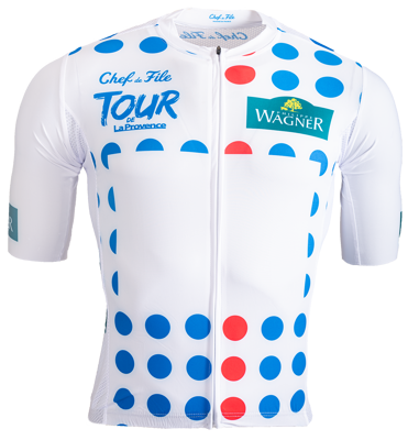 Fahrradshirt Tour de la Provence blaue/rote Punkte