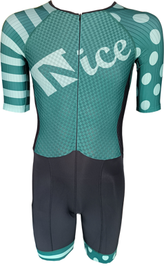 Nice inline skating suit green stripes + dots