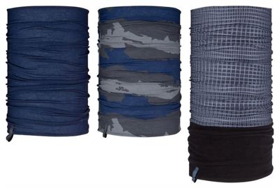 Avento lot de 3 foulards tube noir/bleu