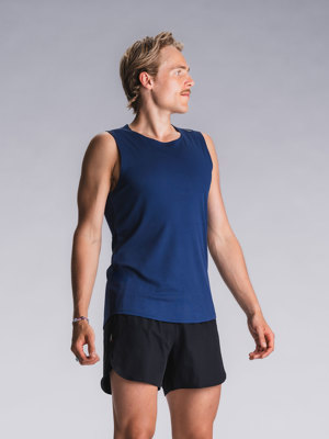 mens Run singlet night blue