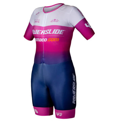 Powerslide combinaison de roller blue/black + purple dots short-sleeve