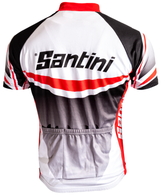 Santini Fietsshirt maglia lampo zwart/wit/rood