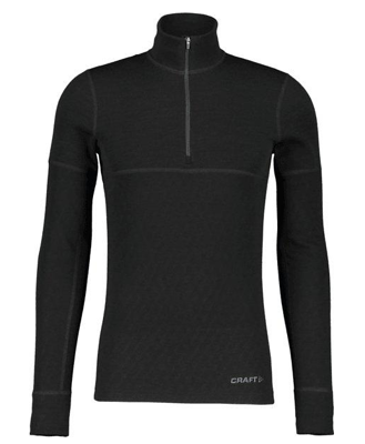 merino 240 zip men solid zwart