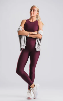 Fusion womens high rise tights bordeaux