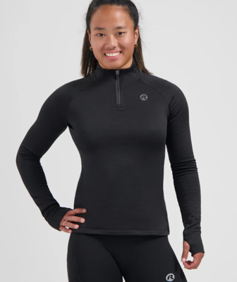 Essential Hardlooptop Lange Mouw 1/2 Zip Dames - Zwart