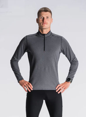 mens C3 zip neck dark grey