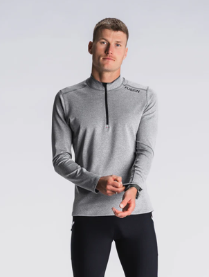 mens C3 zip neck grey