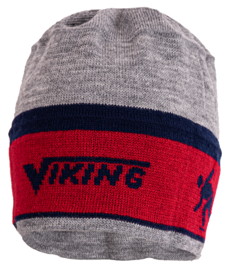 Viking hoofdband-muts rood/grijs