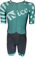 Nice inline skating suit green stripes + dots