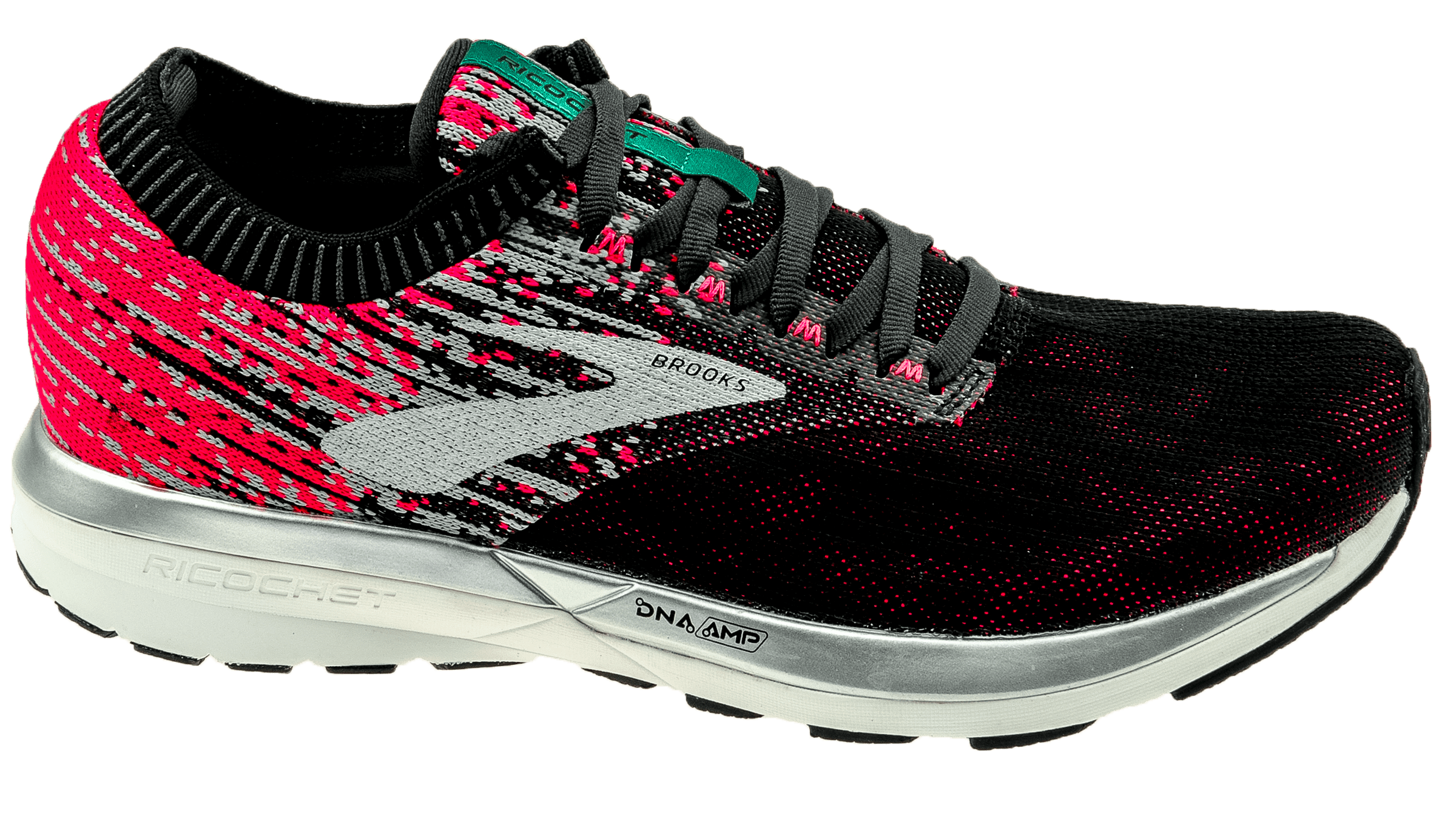 brooks ricochet black tan pink